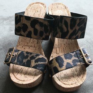 Leopard print wedge sandal